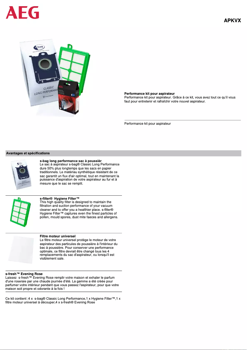 Image de la première page du manuel de l'appareil APKVX