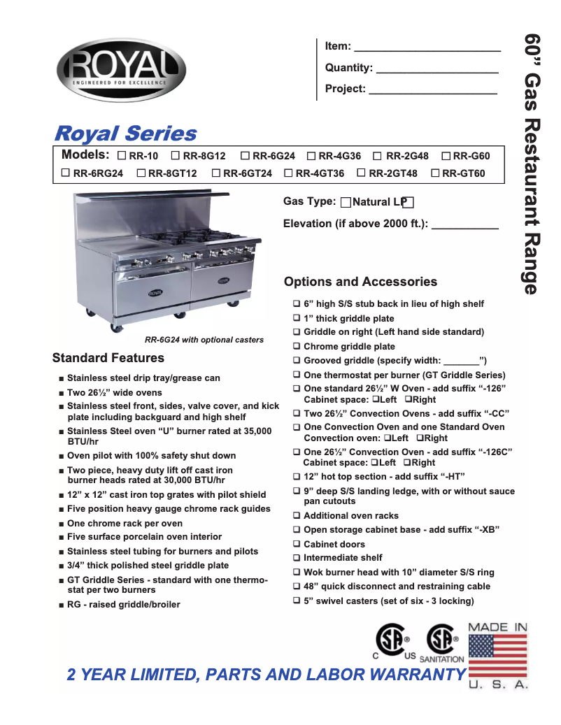 Page 1 de la notice Manuel utilisateur Royal Range RR-6G24