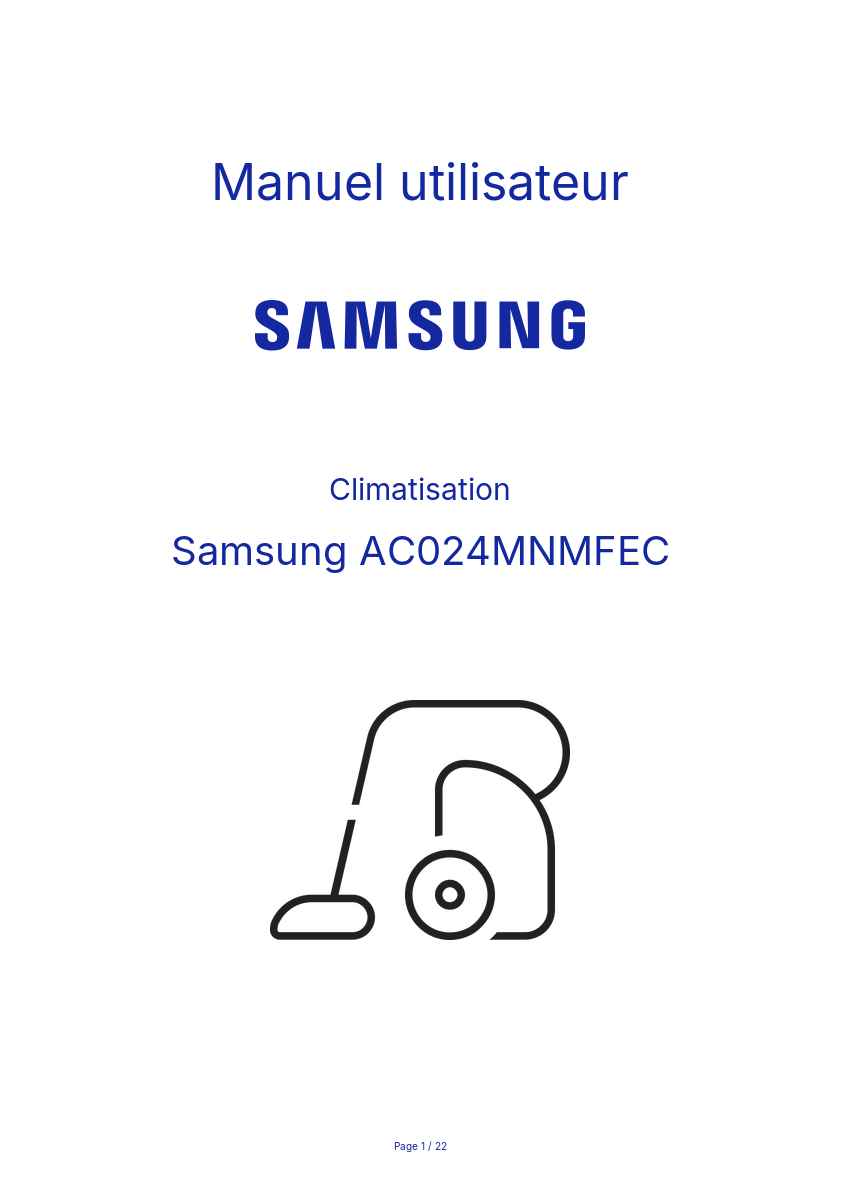 Page n°1 - Manuel utilisateur Samsung AC024MNMFEC