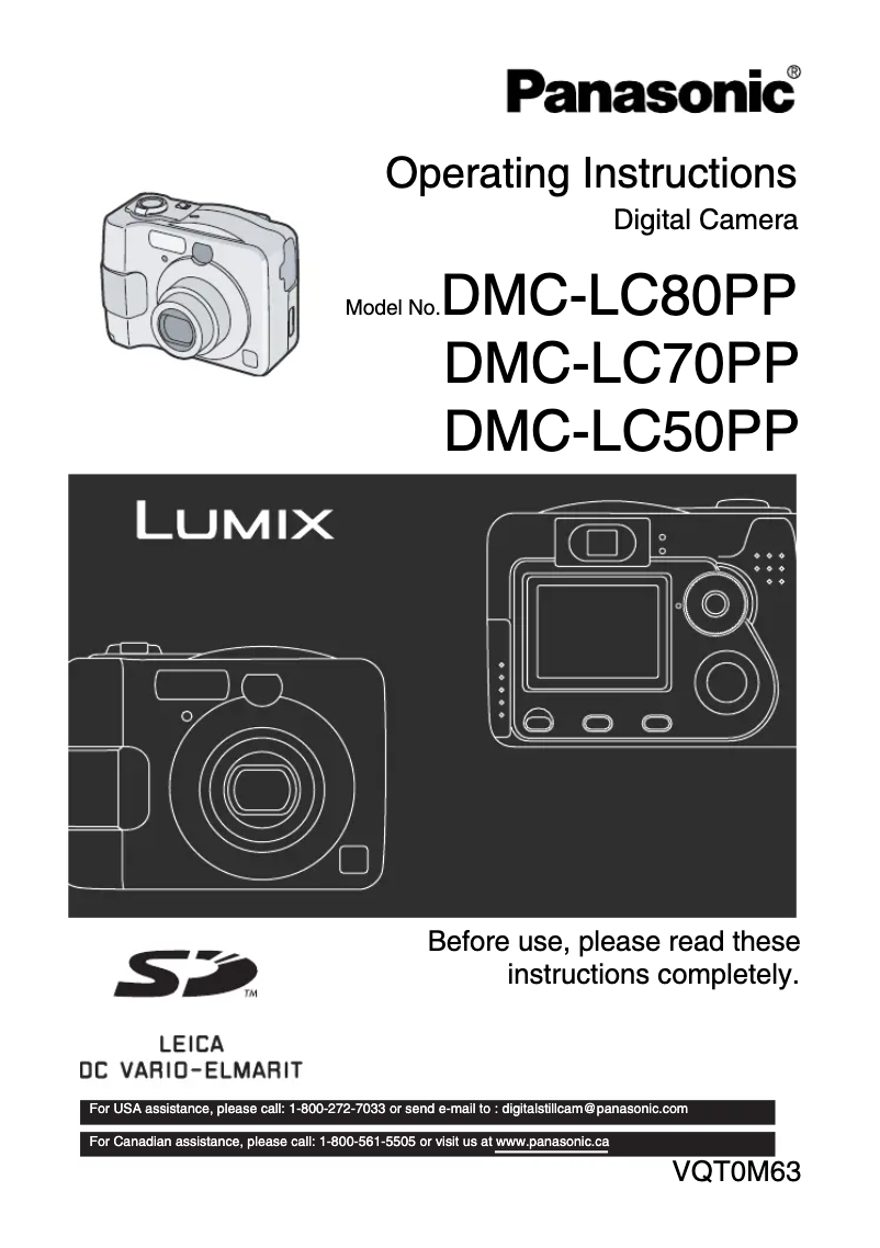 Image de la première page du manuel de l'appareil Lumix DMC-LC50PP