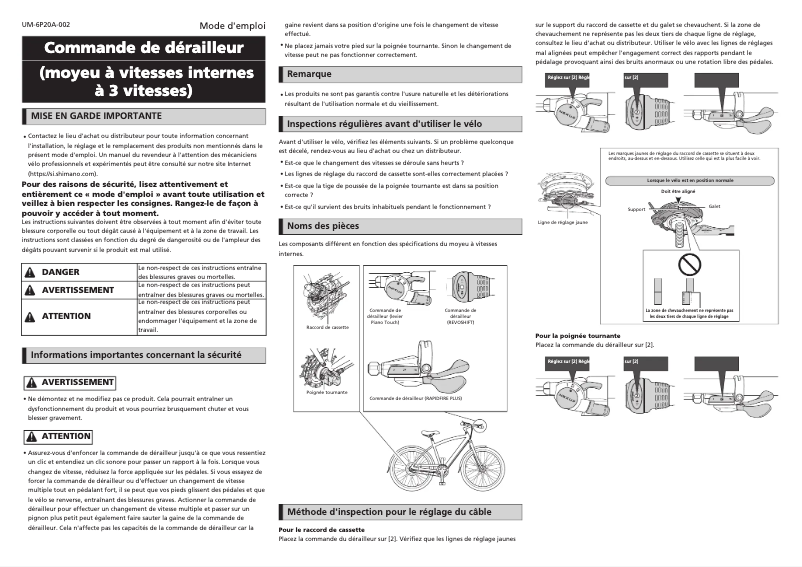 Page 1 de la notice Manuel utilisateur Shimano SL-3S41E