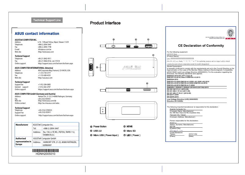 Page 1 de la notice Manuel utilisateur Asus QM1-C006 PC