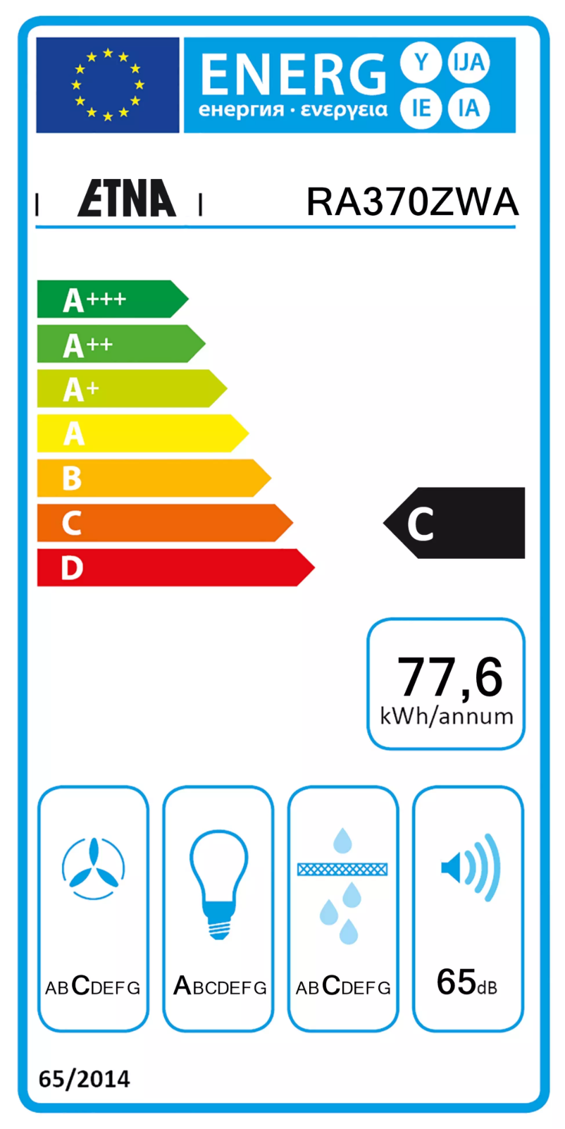 Page 1 de la notice Label énergétique Etna RA370ZWA