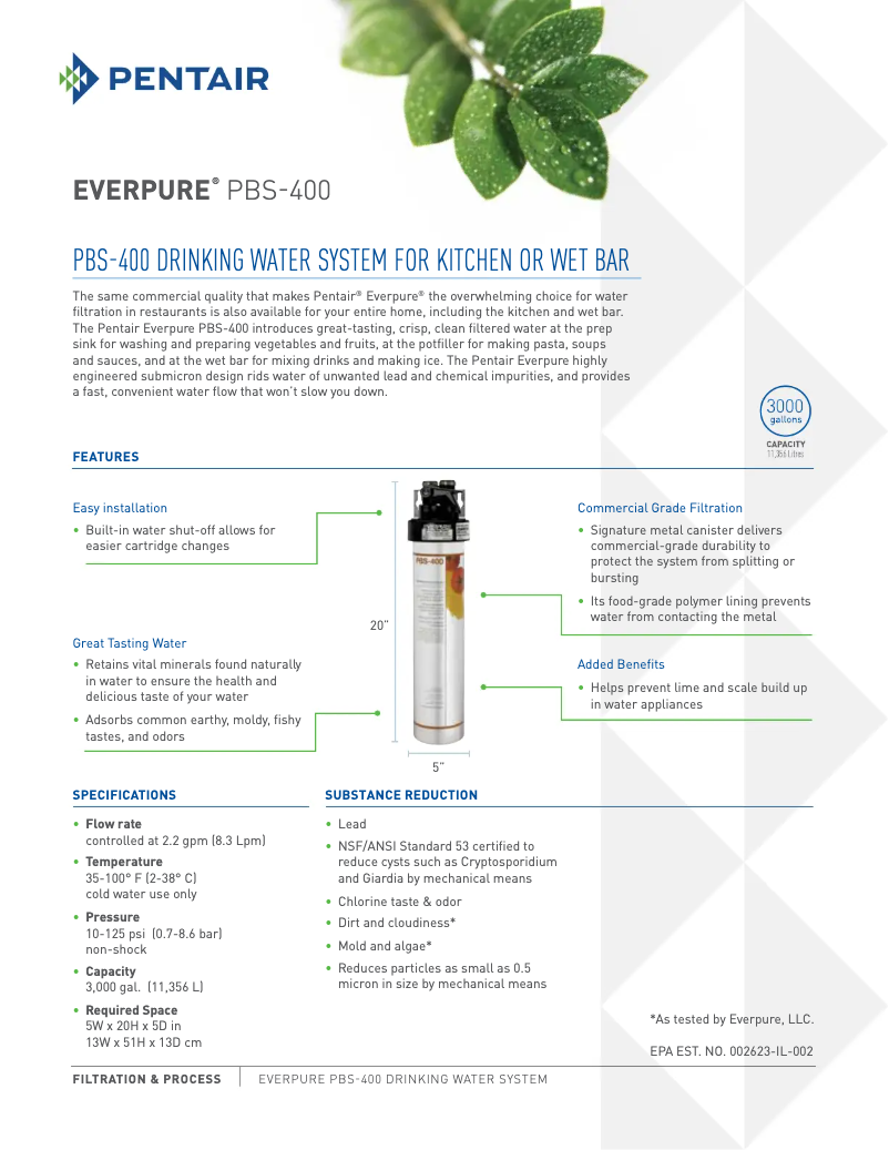 Page n°1 - Fiche technique Everpure PBS-400