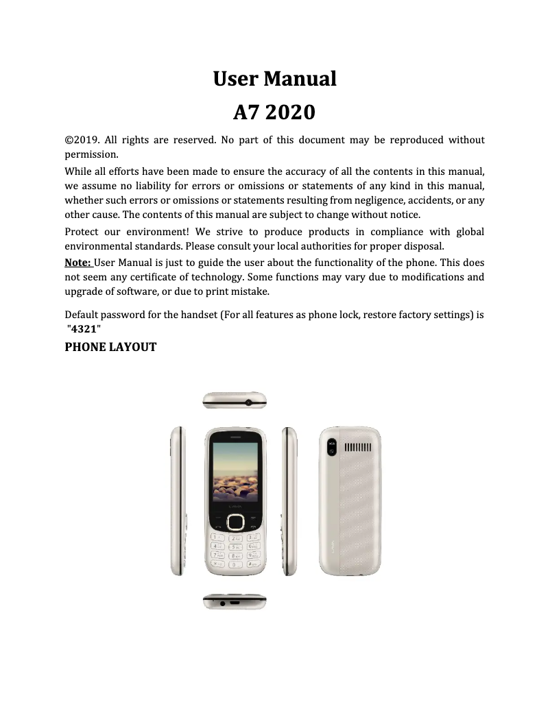 Image de la première page du manuel de l'appareil A7 2020