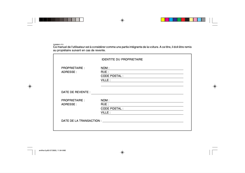 Imagen de la primera página del manual del dispositivo Santa Fe (2005)
