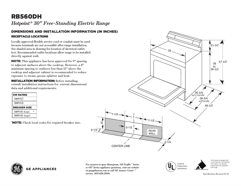 Page n°1 - Fiche technique Hotpoint RB560DHWW
