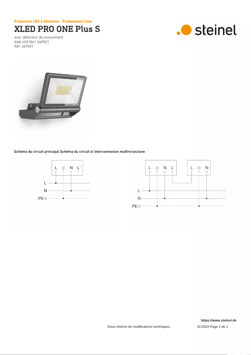 Page n°1 - Schéma de câblage Steinel XLED PRO ONE Plus S