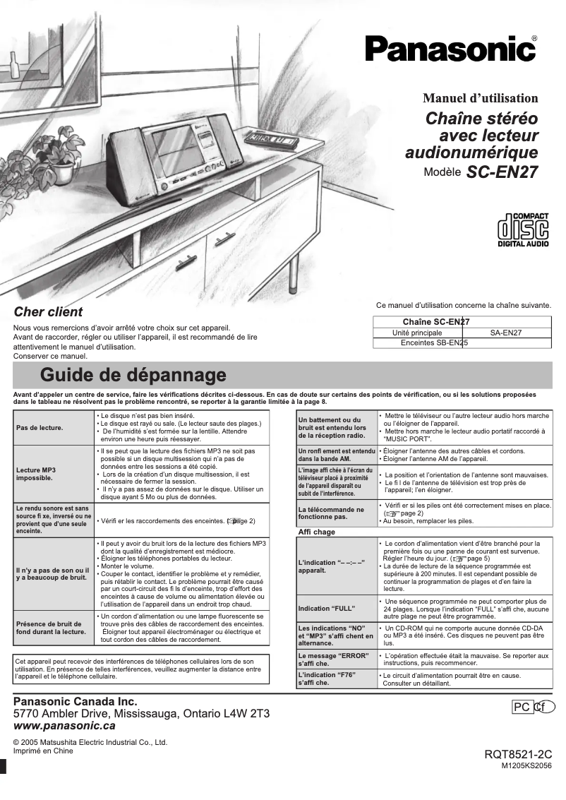 Page 1 de la notice Manuel utilisateur Panasonic SC-EN27
