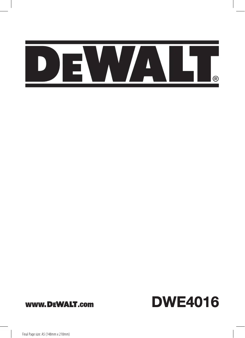 Page n°1 - Manuel utilisateur DeWalt DWE4016