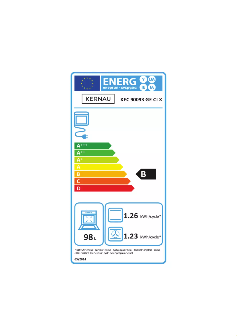 Página 1 del manual Etiqueta energética Kernau KFC 90093 GE CI X