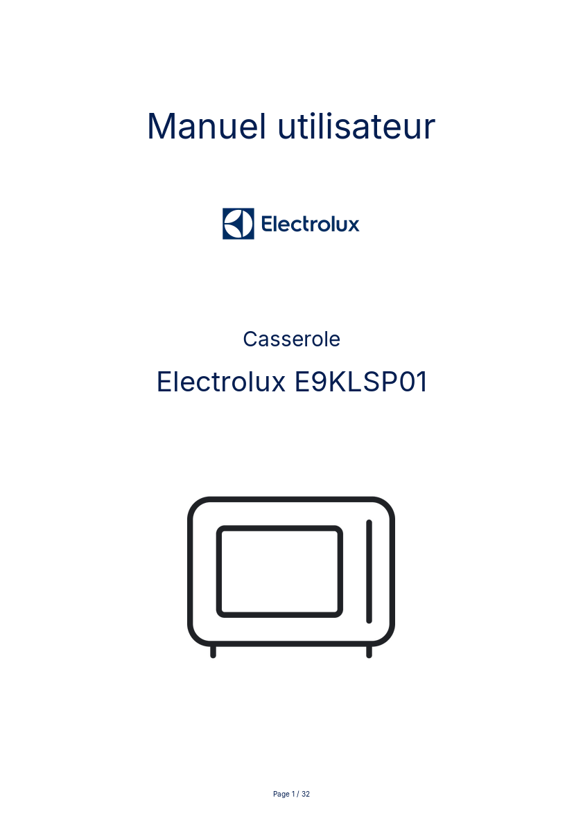 Image de la première page du manuel de l'appareil E9KLSP01