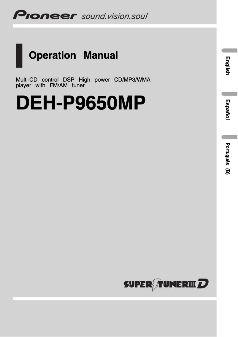 Page n°1 - Manuel utilisateur Pioneer DEH-P9650MP