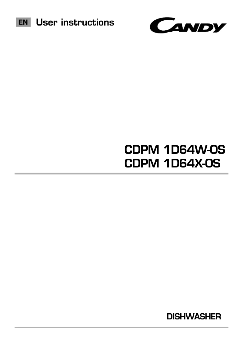 Page n°1 - Manuel utilisateur Candy CDPM 1D64X-OS