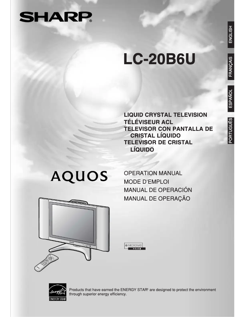 Page n°1 - Manuel utilisateur Sharp LC-20B6U