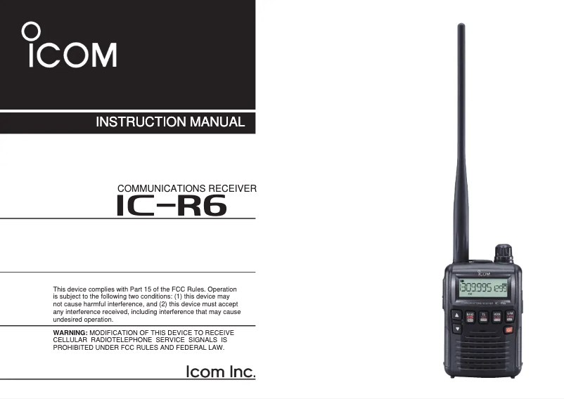 Image de la première page du manuel de l'appareil IC-R6