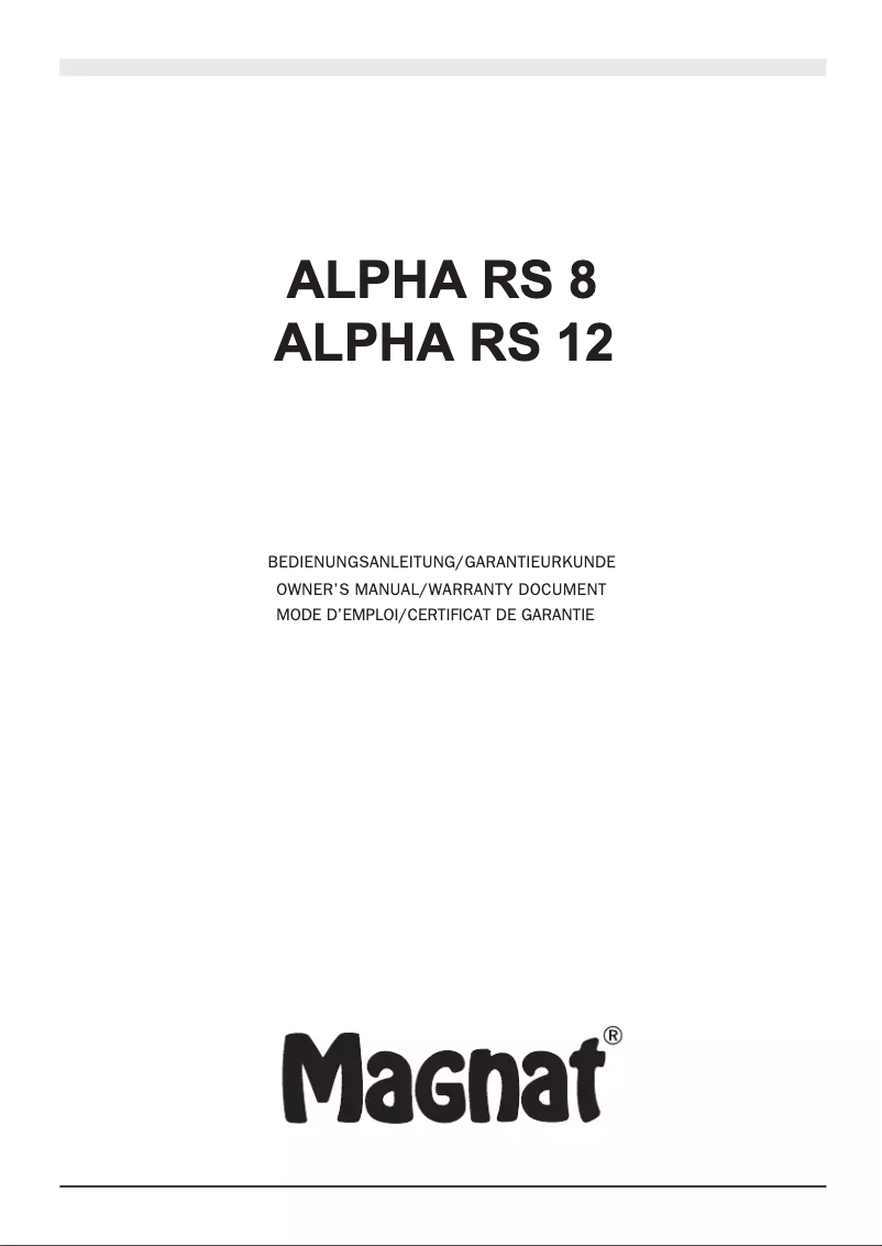 Image de la première page du manuel de l'appareil Alpha RS12