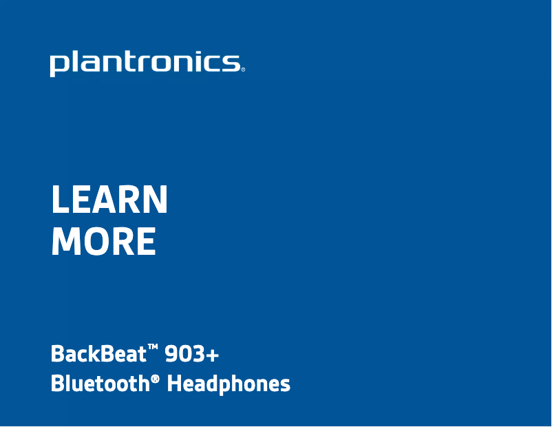 Page n°1 - Manuel utilisateur Plantronics BackBeat 903+