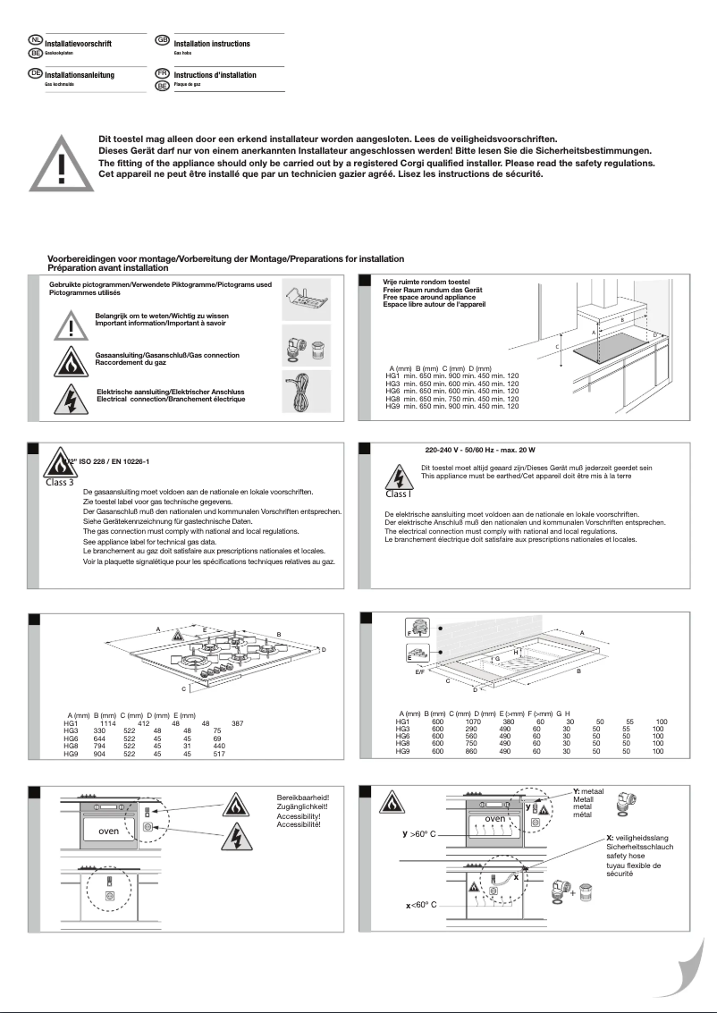 Page 1 de la notice Guide d'installation Atag HG311MF30IL