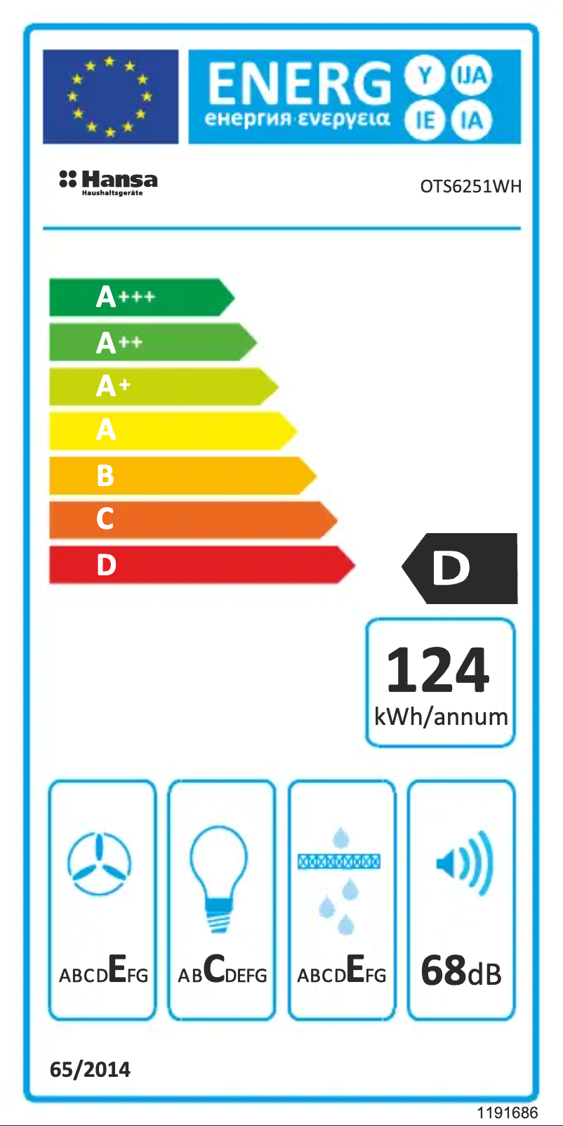 Page n°1 - Label énergétique Hansa OTS6251WH