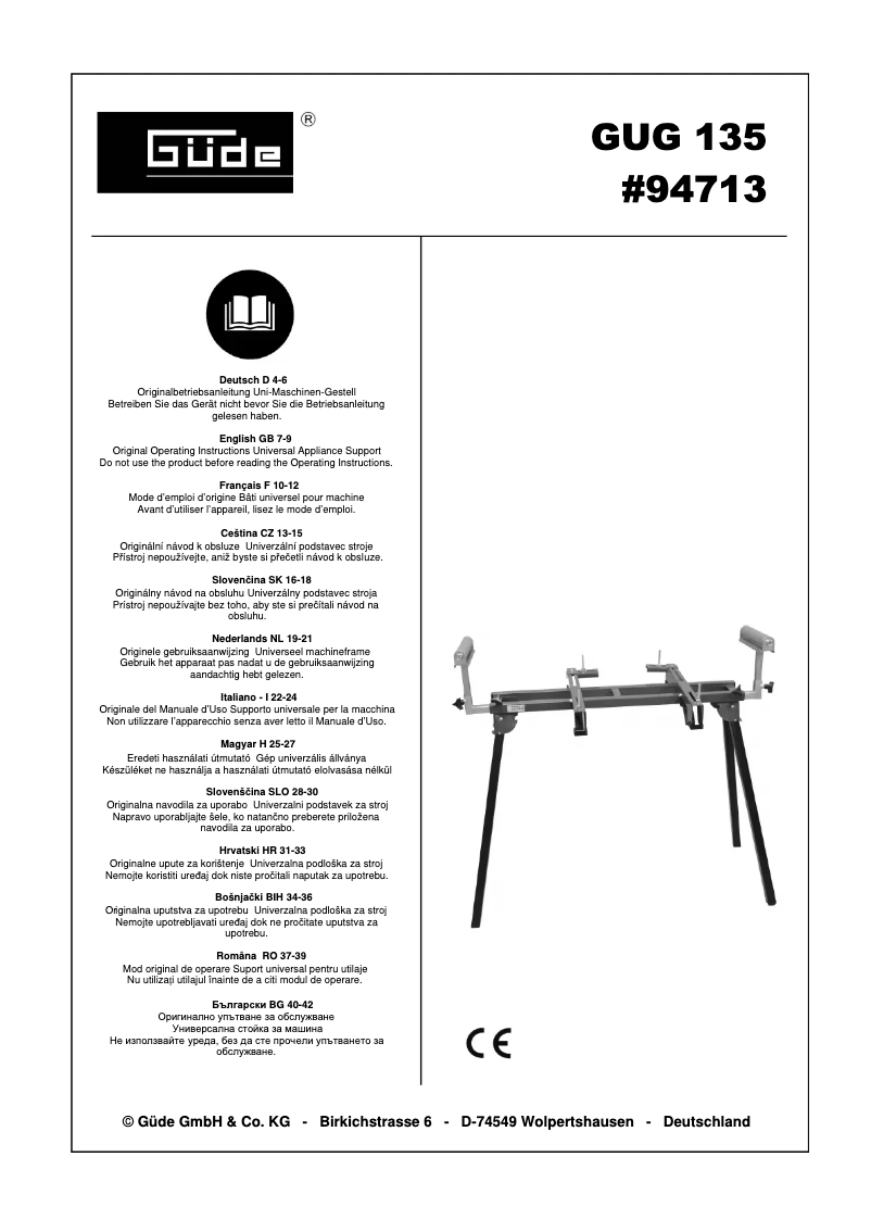 Image de la première page du manuel de l'appareil GUG 135