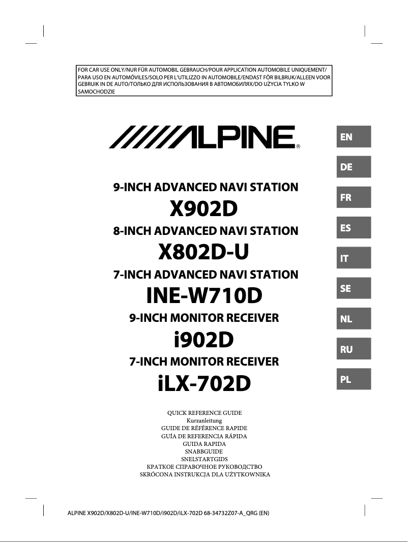 Page n°1 - Manuel utilisateur Alpine X902D