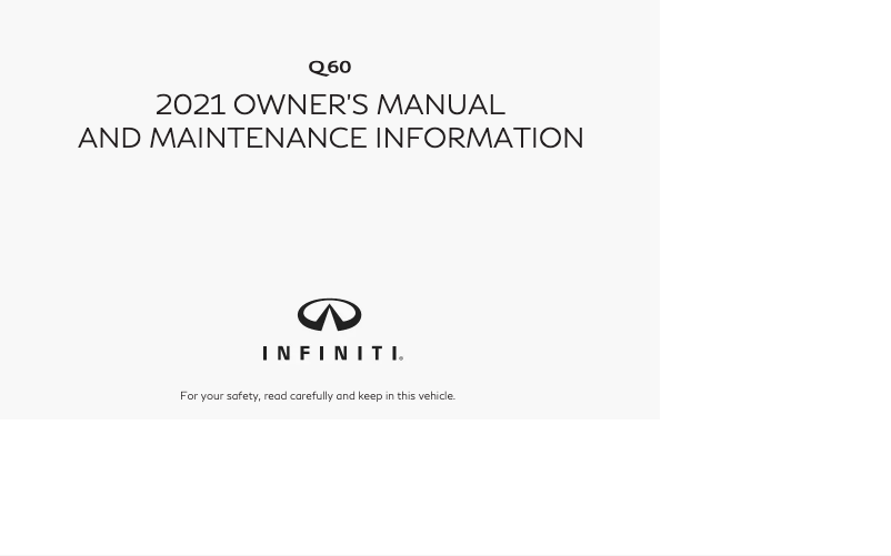 Page 1 de la notice Manuel utilisateur Infiniti Q60 Coupe (2021)