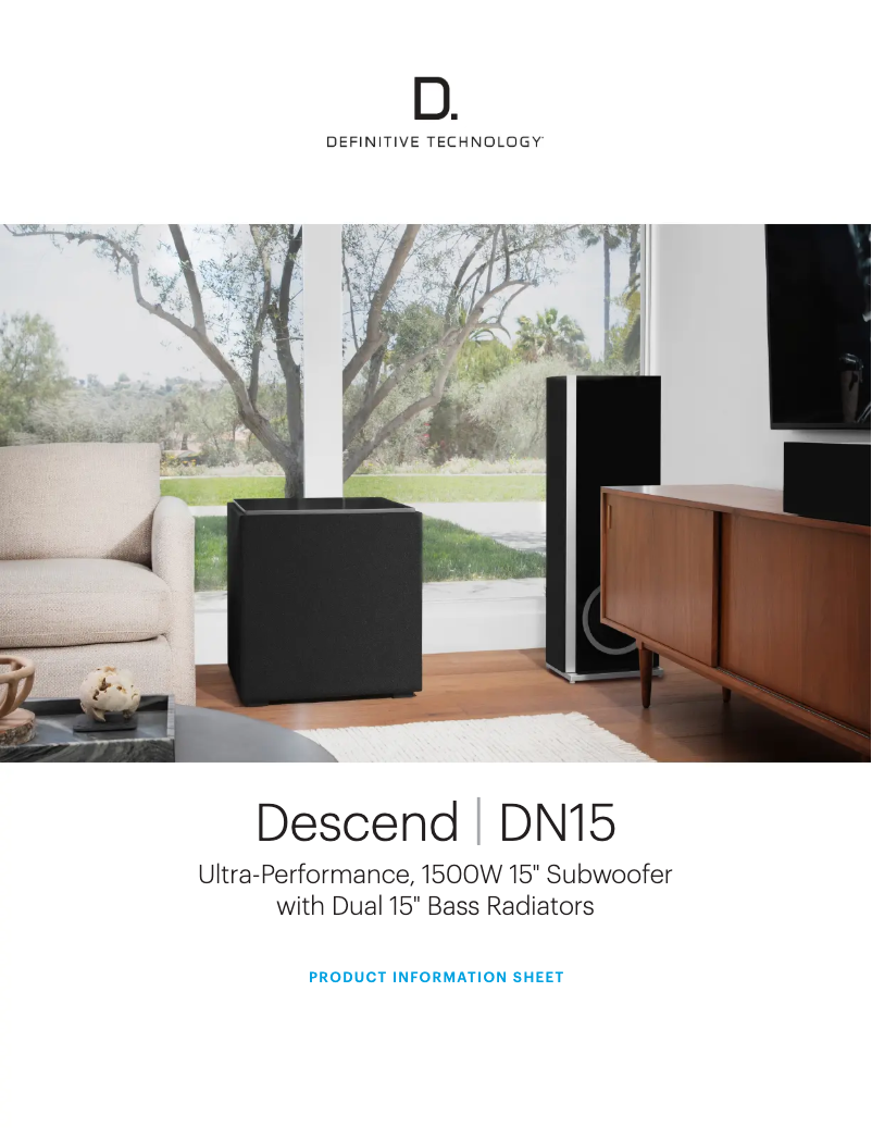 Page 1 de la notice Fiche technique Definitive Technology Descend DN15