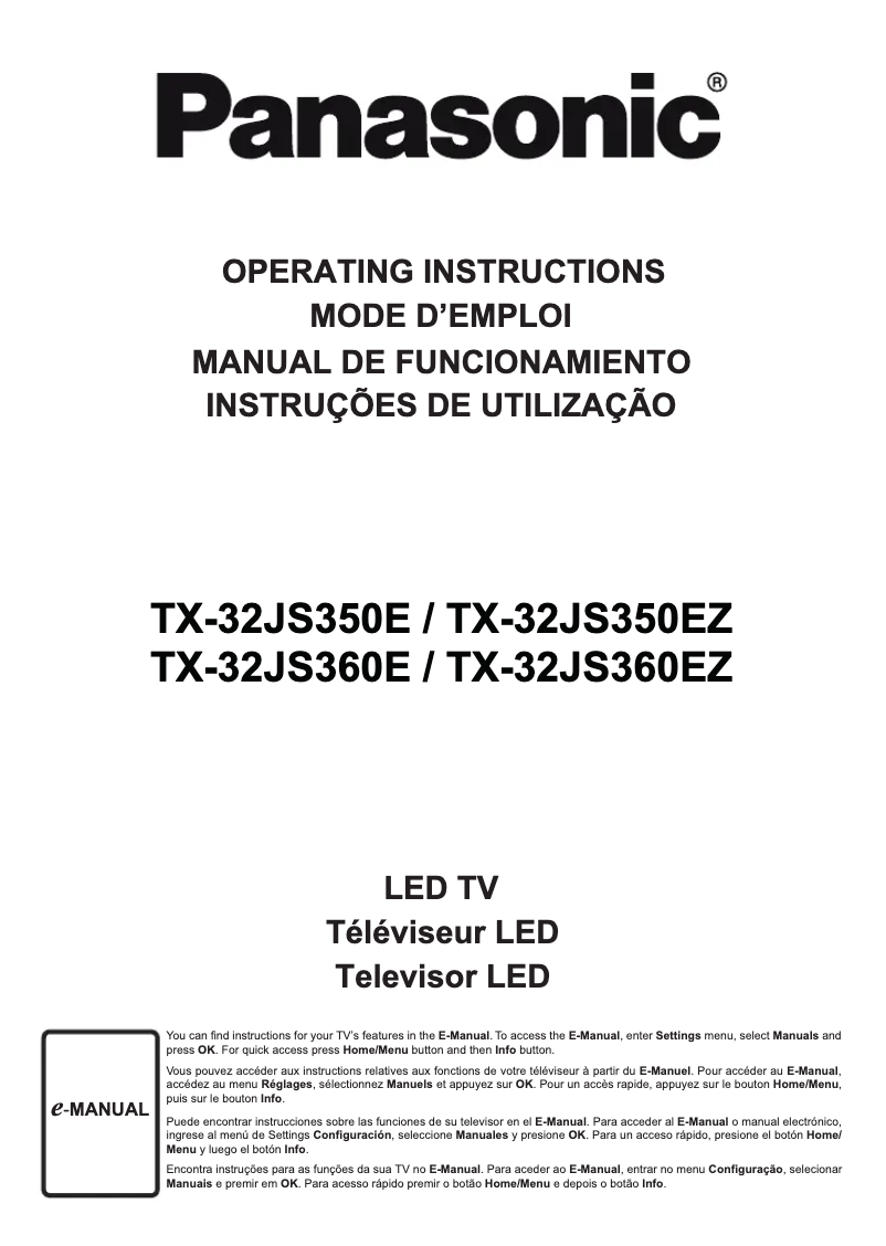 Page 1 de la notice Manuel utilisateur Panasonic TX-32JS350E