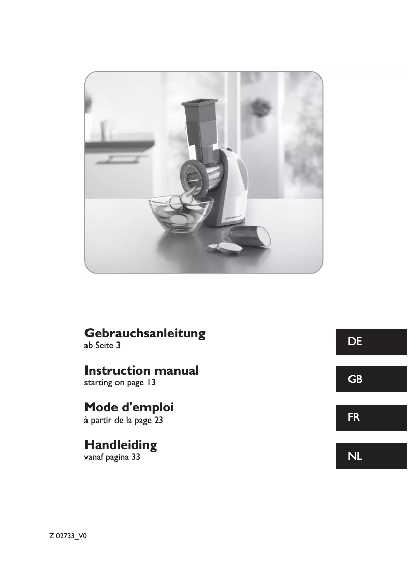 Page n°1 - Manuel utilisateur Gourmetmaxx Z 02733