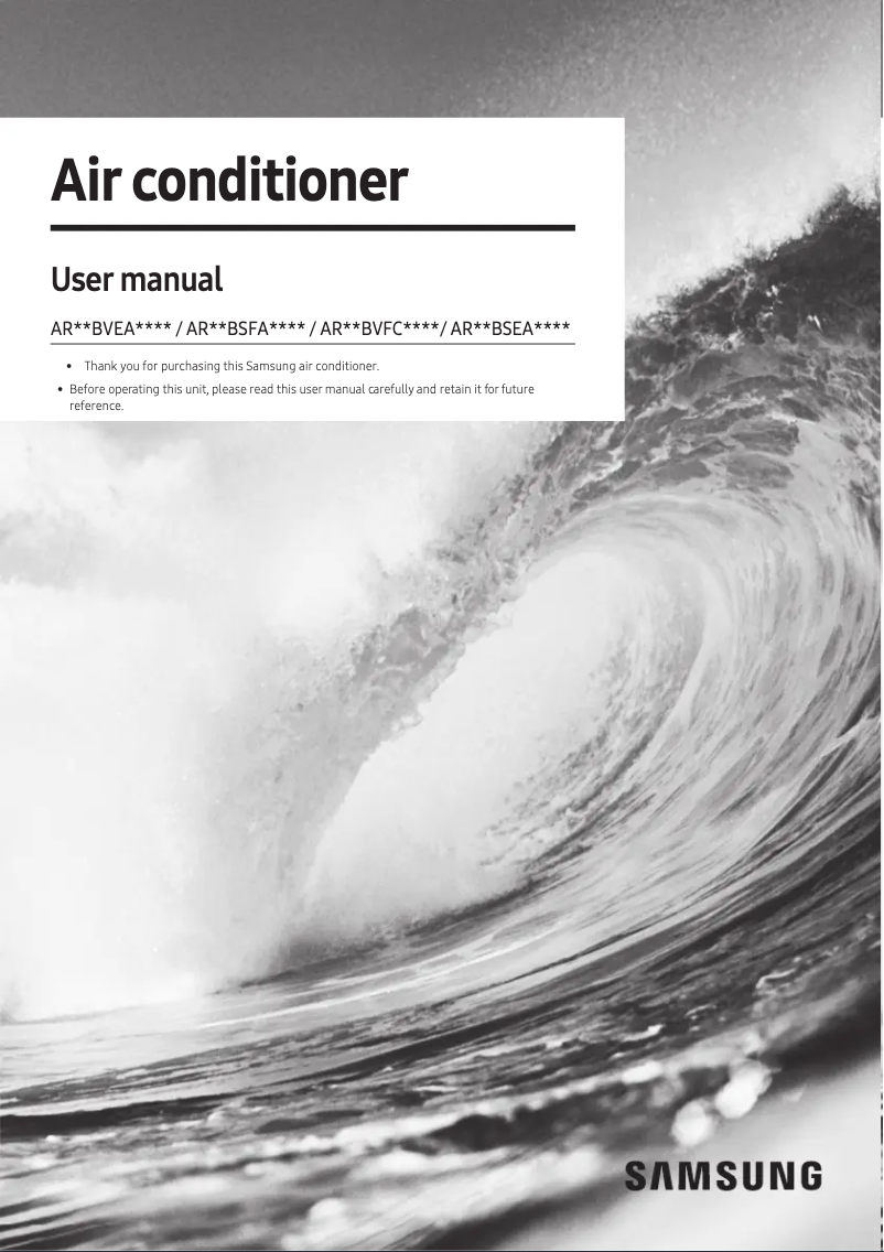 Page 1 de la notice Manuel utilisateur Samsung AR09BSEAMWK