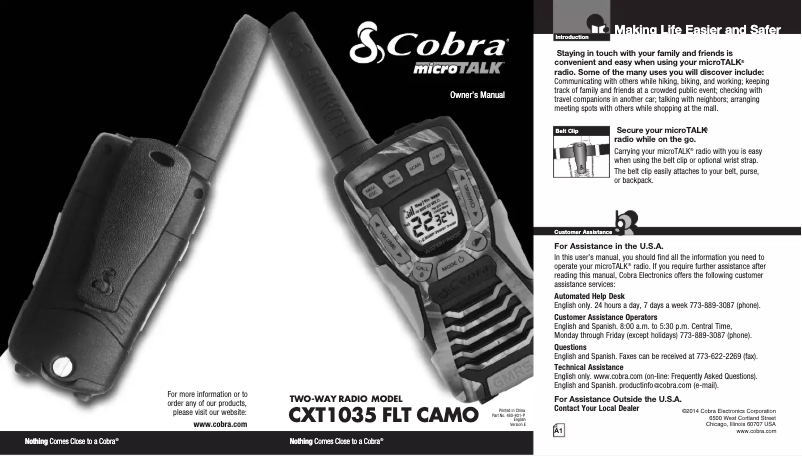 Page n°1 - Manuel utilisateur Cobra CXT1035 FLT CAMO