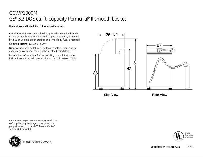 Image de la première page du manuel de l'appareil GCWP1005MCC