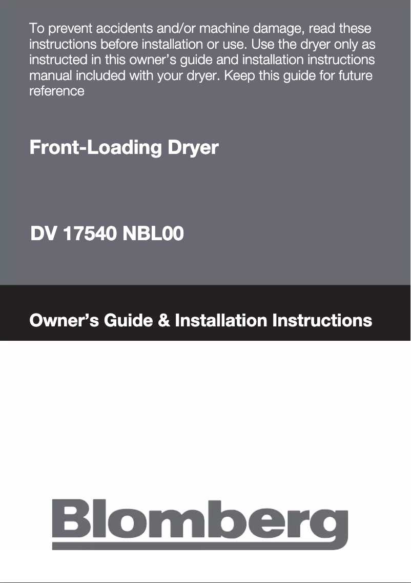 Page 1 de la notice Manuel utilisateur Blomberg DV 17540 NBL00