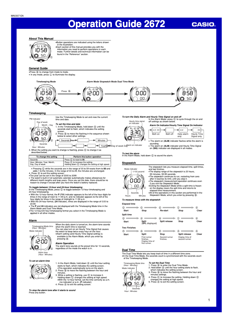 Page 1 de la notice Manuel utilisateur Casio Collection LW-200D-4AVEF