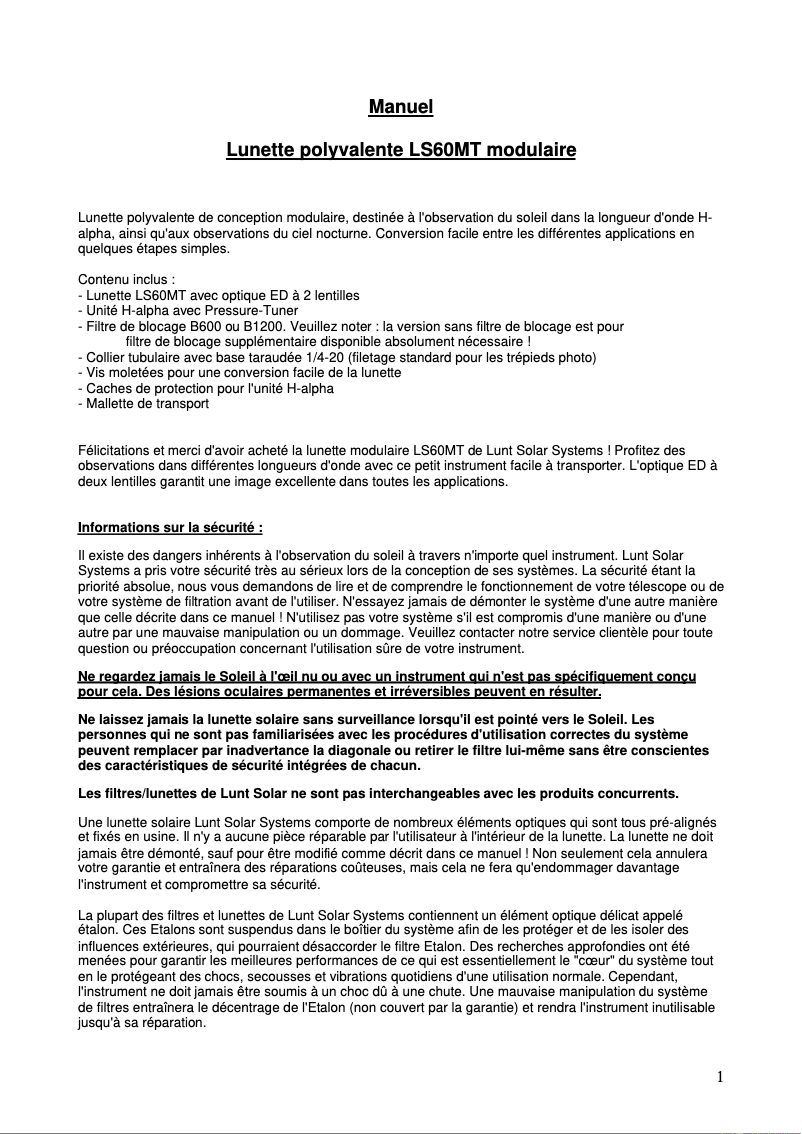 Image de la première page du manuel de l'appareil LS60MT