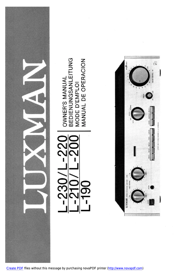 Page 1 de la notice Manuel utilisateur Luxman L-220