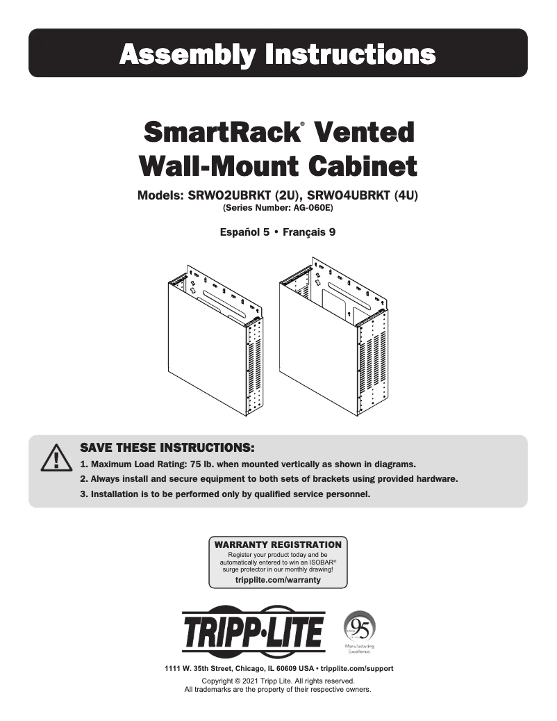 Página 1 del manual Manual de usuario Tripp Lite SRWO2UBRKT