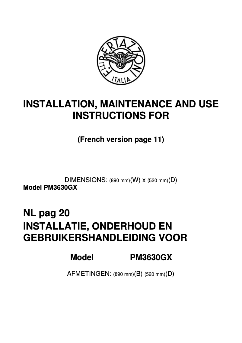 Image de la première page du manuel de l'appareil PM36 3 0G X