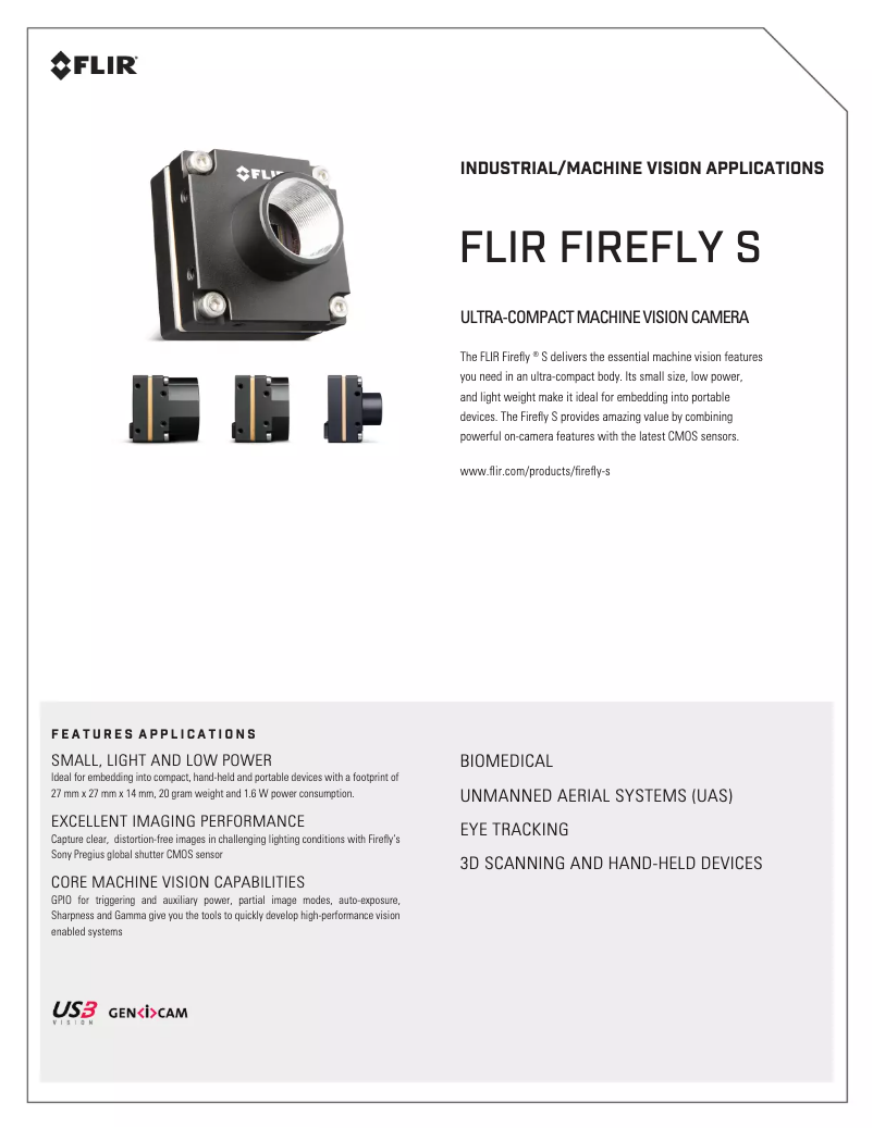Page 1 de la notice Fiche technique FLIR Firefly S