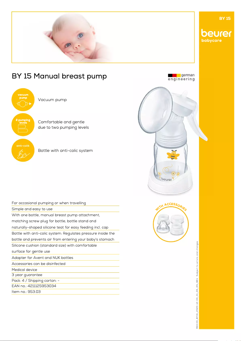 Page 1 de la notice Fiche technique Beurer BY 15