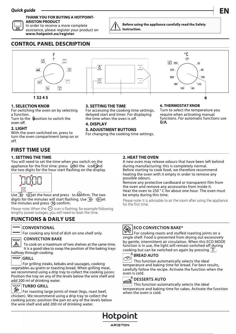 Page n°1 - Manuel utilisateur Hotpoint FA2 540 H IX HA