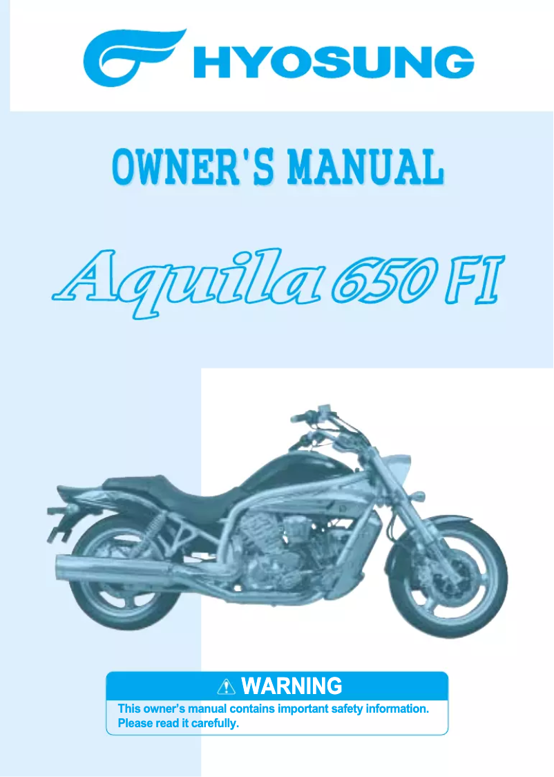 Page 1 de la notice Manuel utilisateur Hyosung Aquila GV650FI