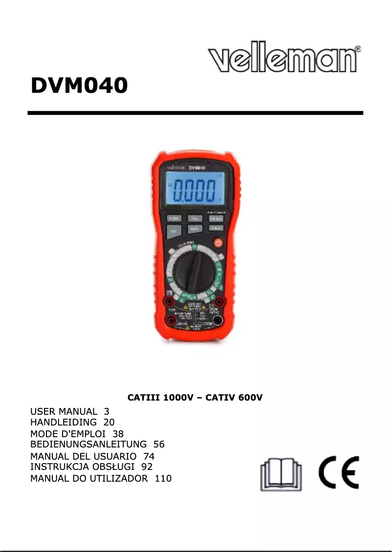 Page 1 de la notice Manuel utilisateur Velleman DVM040