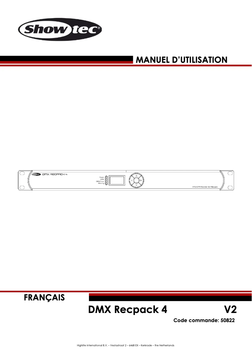 Image de la première page du manuel de l'appareil DMX Recpack 4