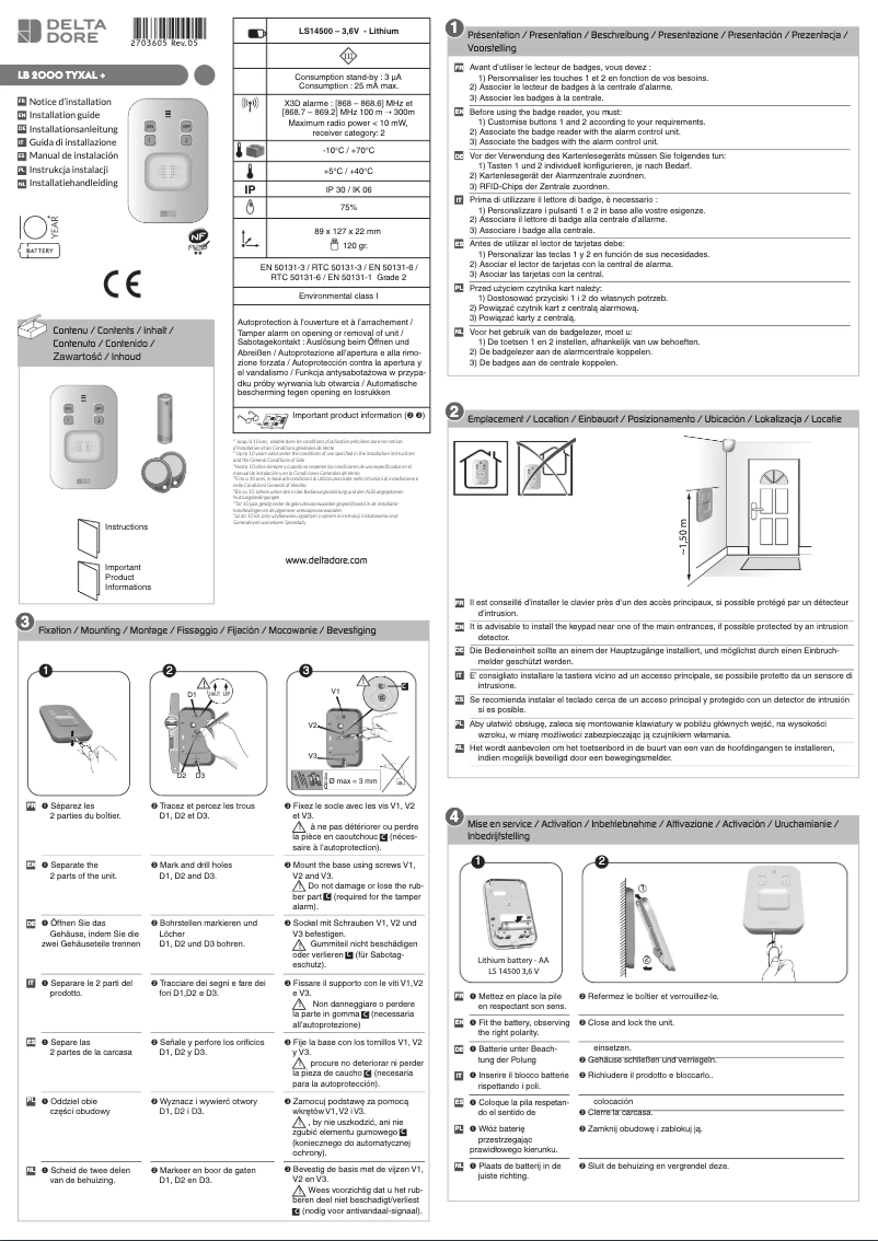 Image de la première page du manuel de l'appareil Tyxal+ LB 2000