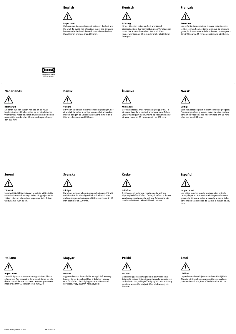 Page 1 de la notice Manuel utilisateur Ikea BUSUNGE 303.057.02