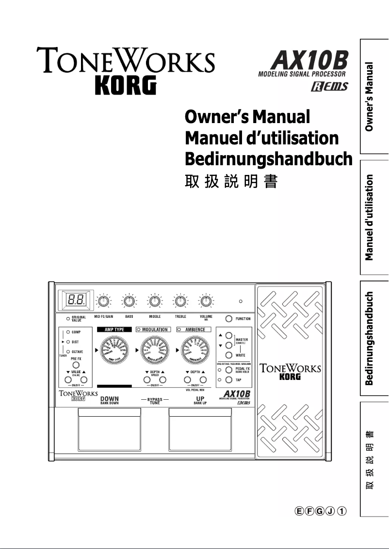 Page 1 de la notice Manuel utilisateur Korg AX10B