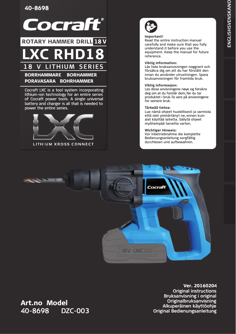 Image de la première page du manuel de l'appareil LXC RHD18