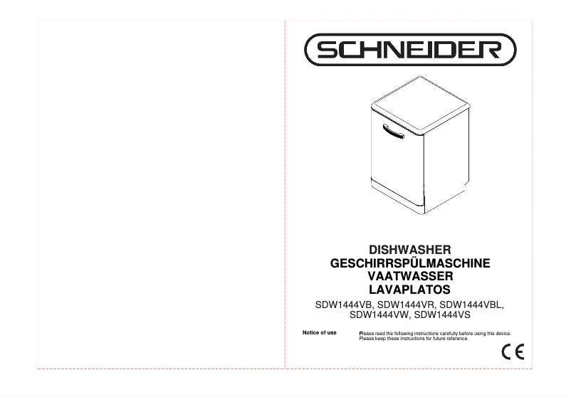 Page n°1 - Manuel utilisateur Schneider SDW1444VBL
